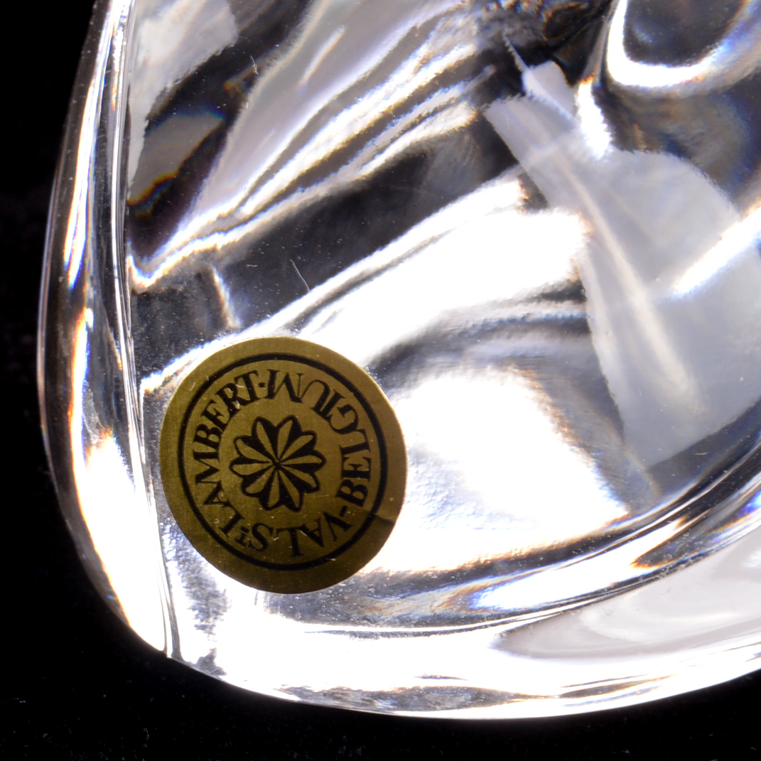 Swarovski and Val St. Lambert Crystal Cat Figurines