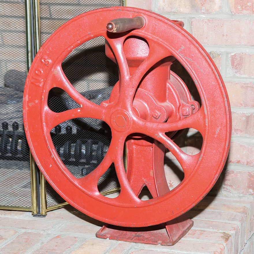 Large Red Cast Iron Coffee Grinder