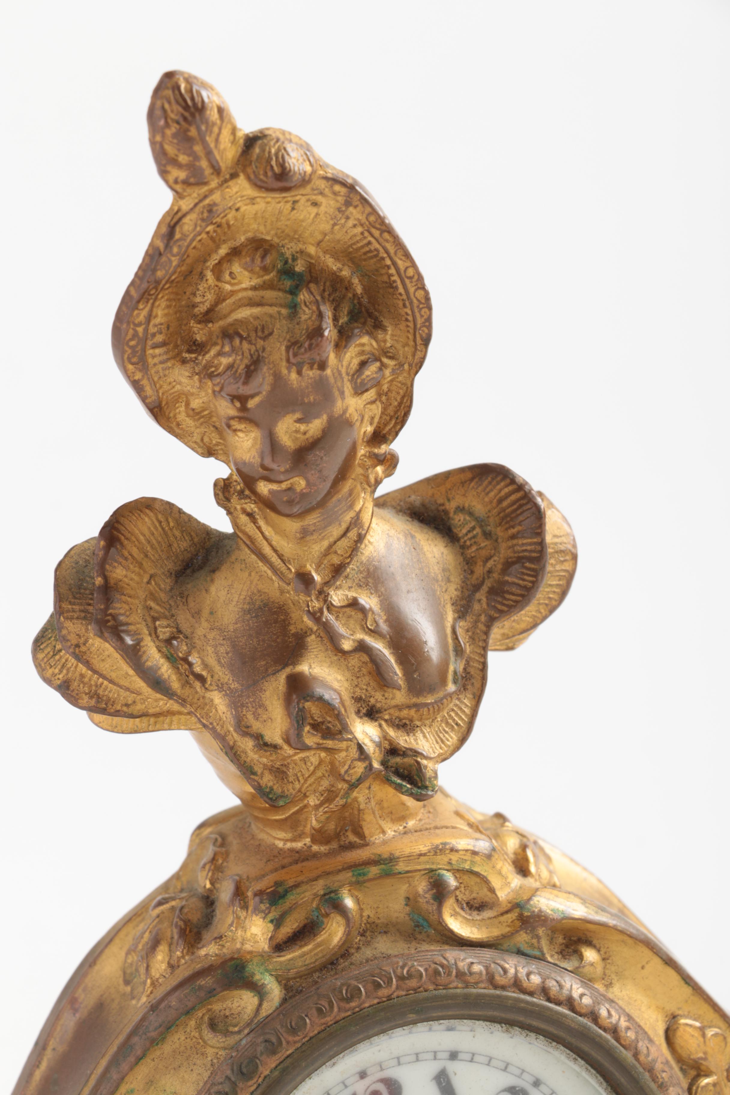 Antique Gold Tone Table Clock