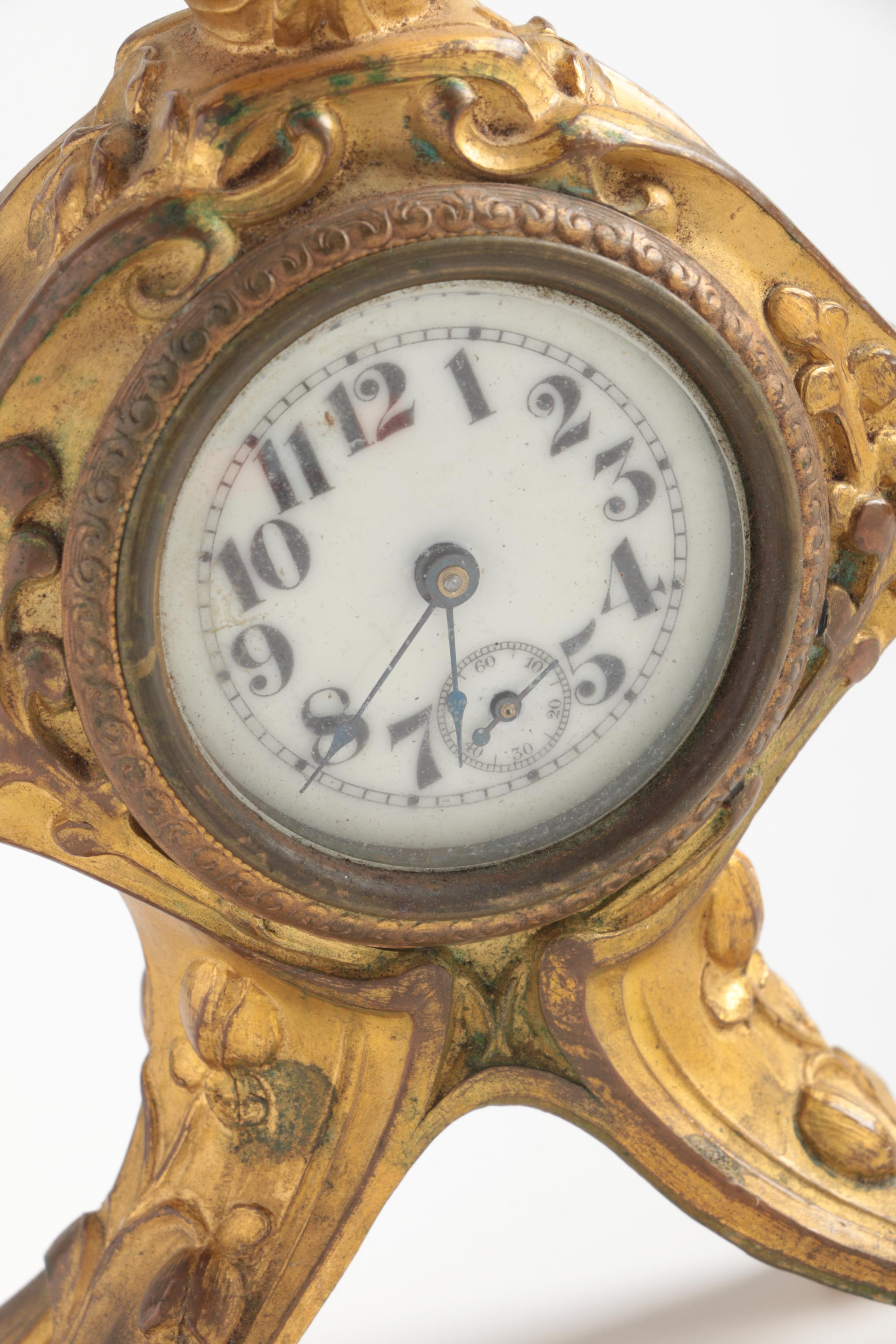 Antique Gold Tone Table Clock
