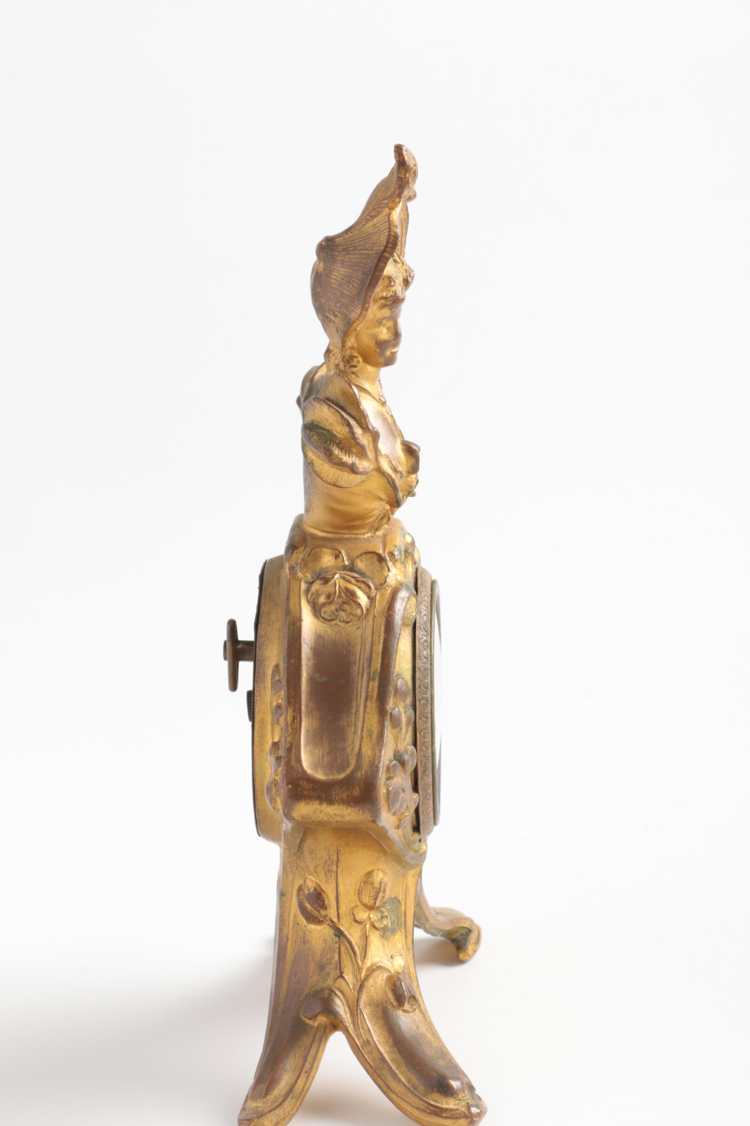 Antique Gold Tone Table Clock