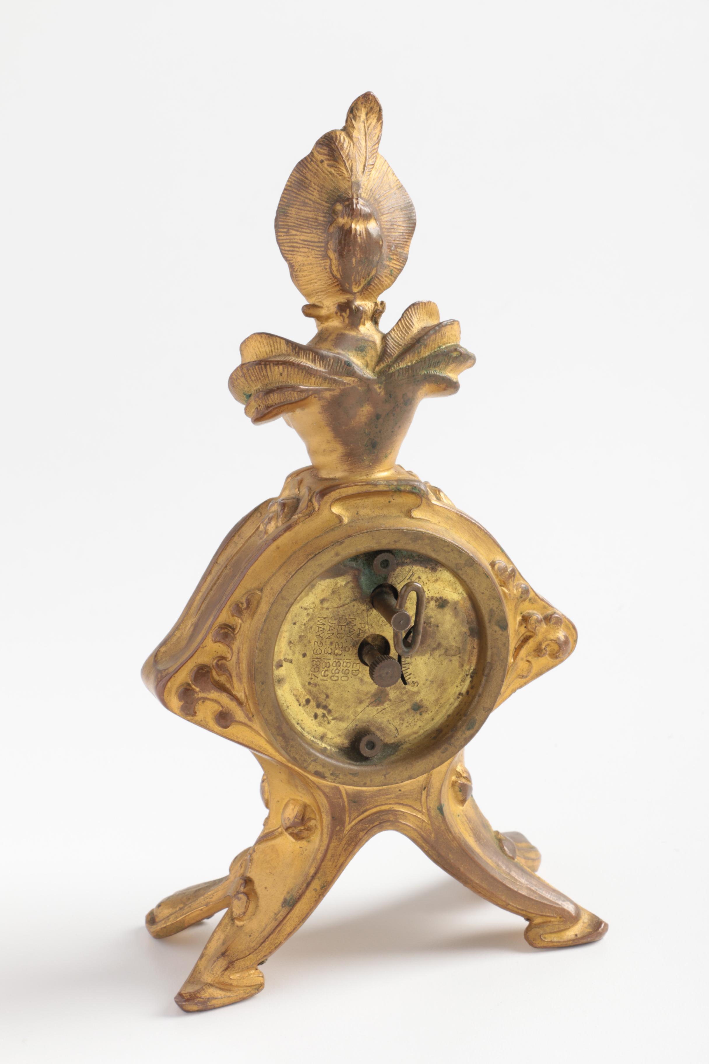 Antique Gold Tone Table Clock