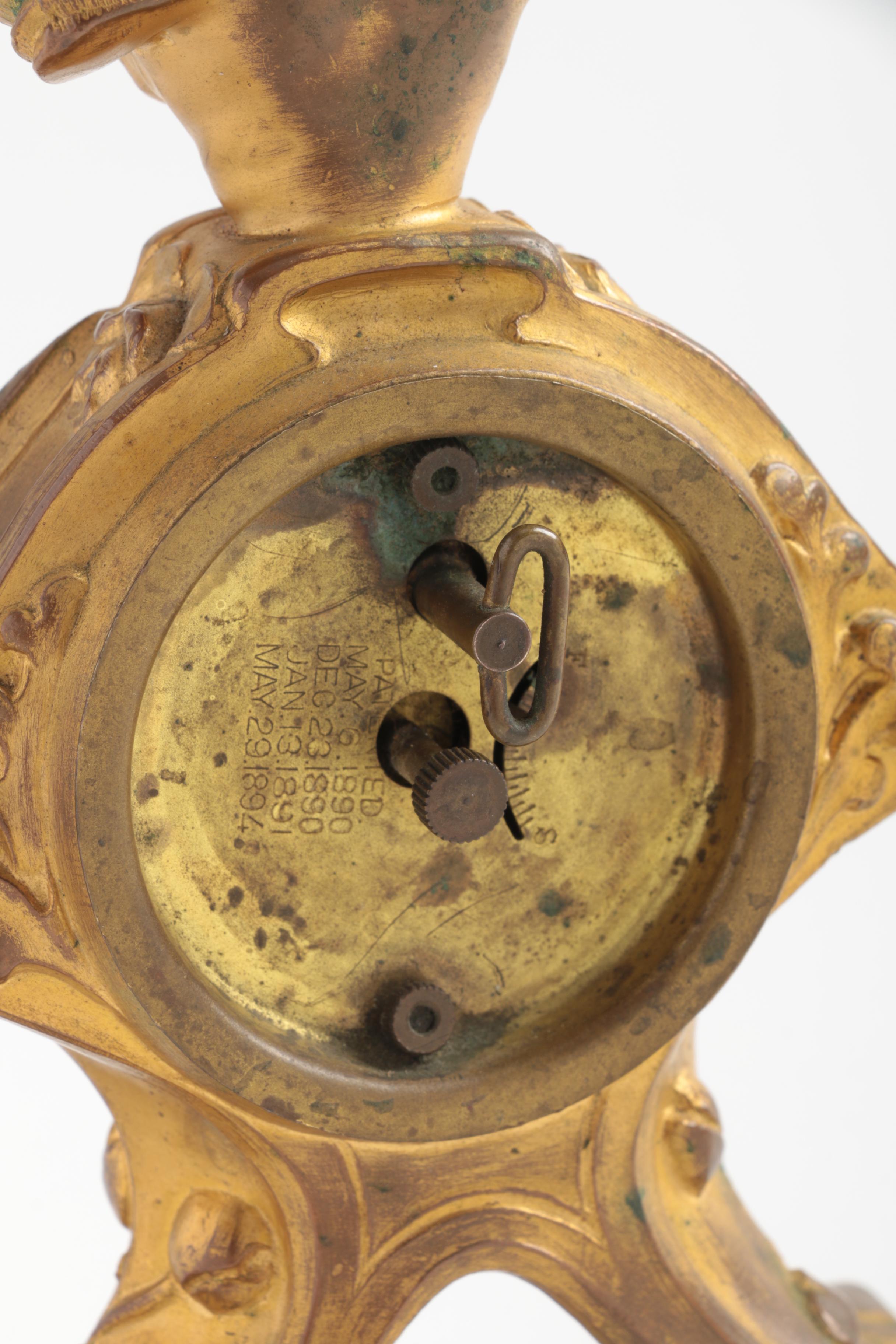 Antique Gold Tone Table Clock