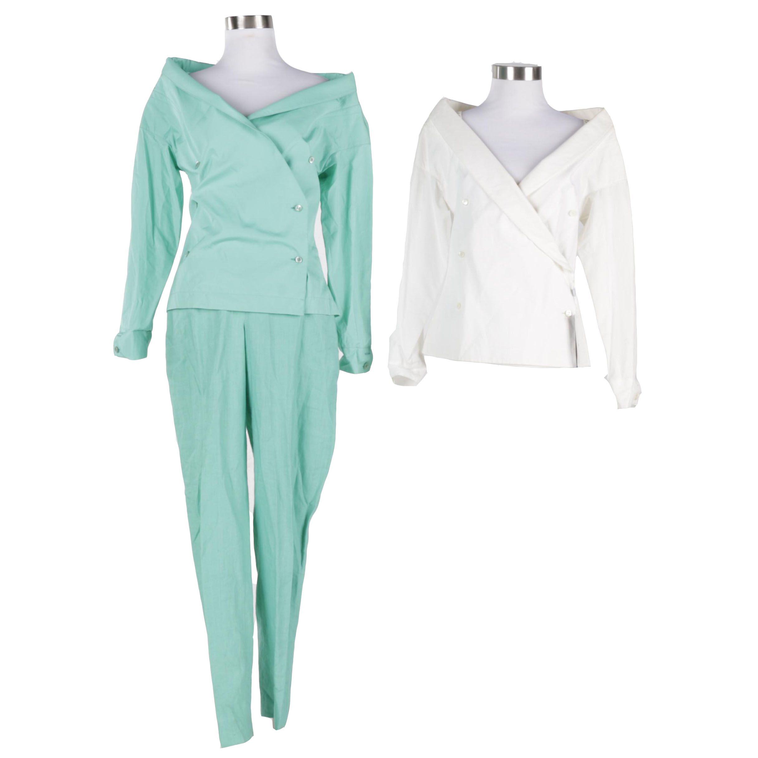 Claude Montana Seafoam Green Suit and White Jacket