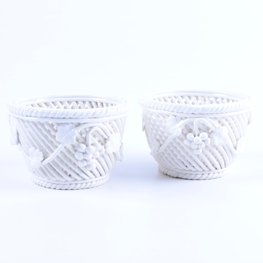 Italian Ceramic Basket Plalnters