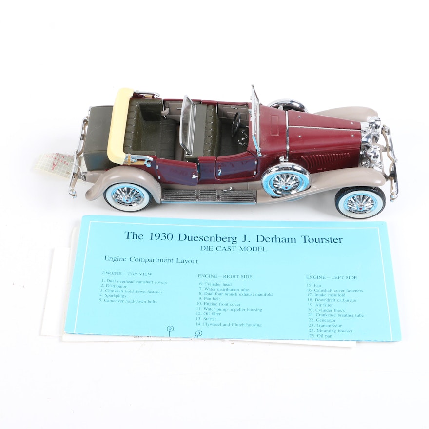 1930 Duesenberg J Derham Tourster Die-Cast Car by Franklin Mint