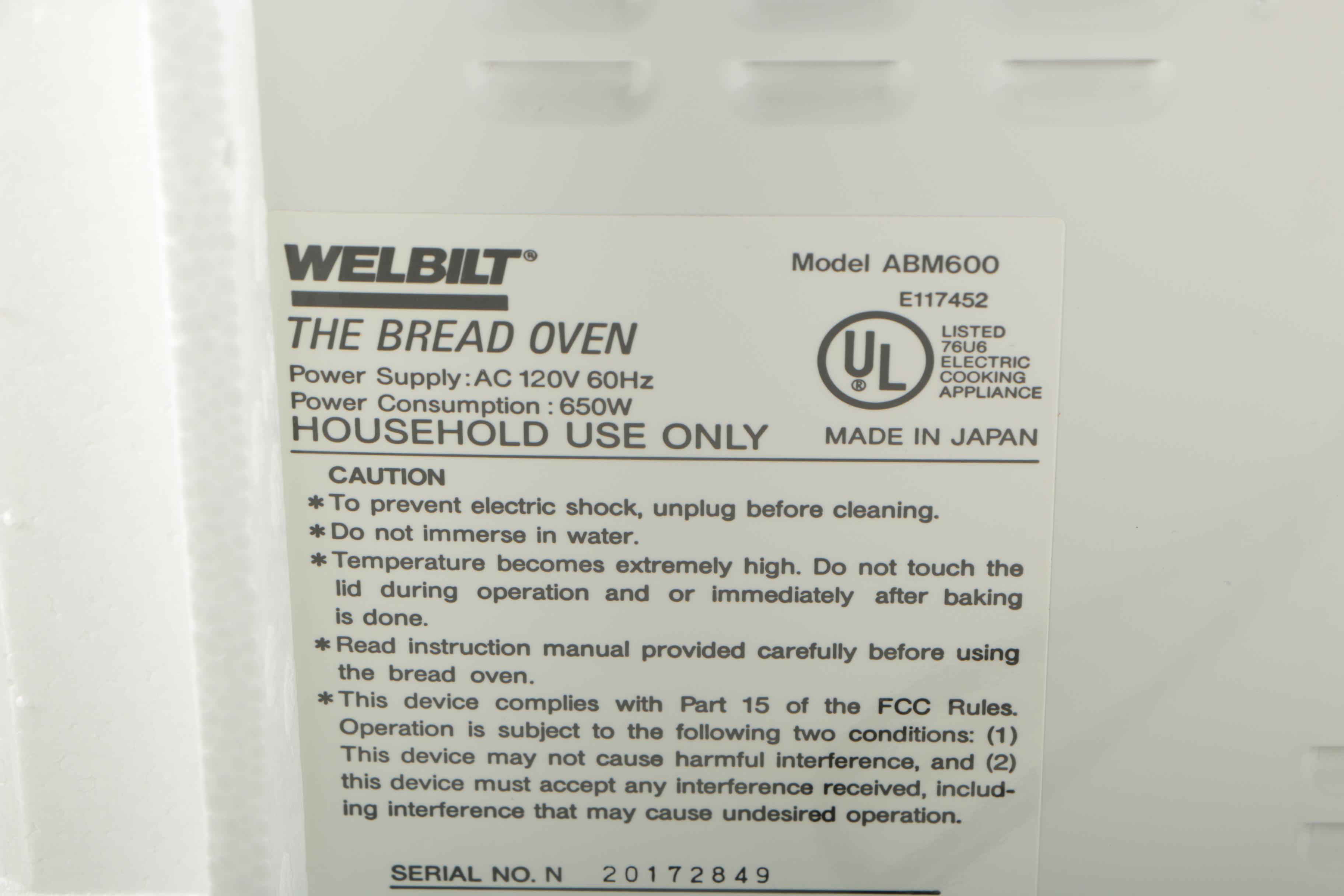 Welbilt The Bread Oven Breadmaker