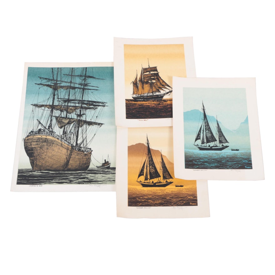 Roger Berghoff Serigraphs on Paper of Ships
