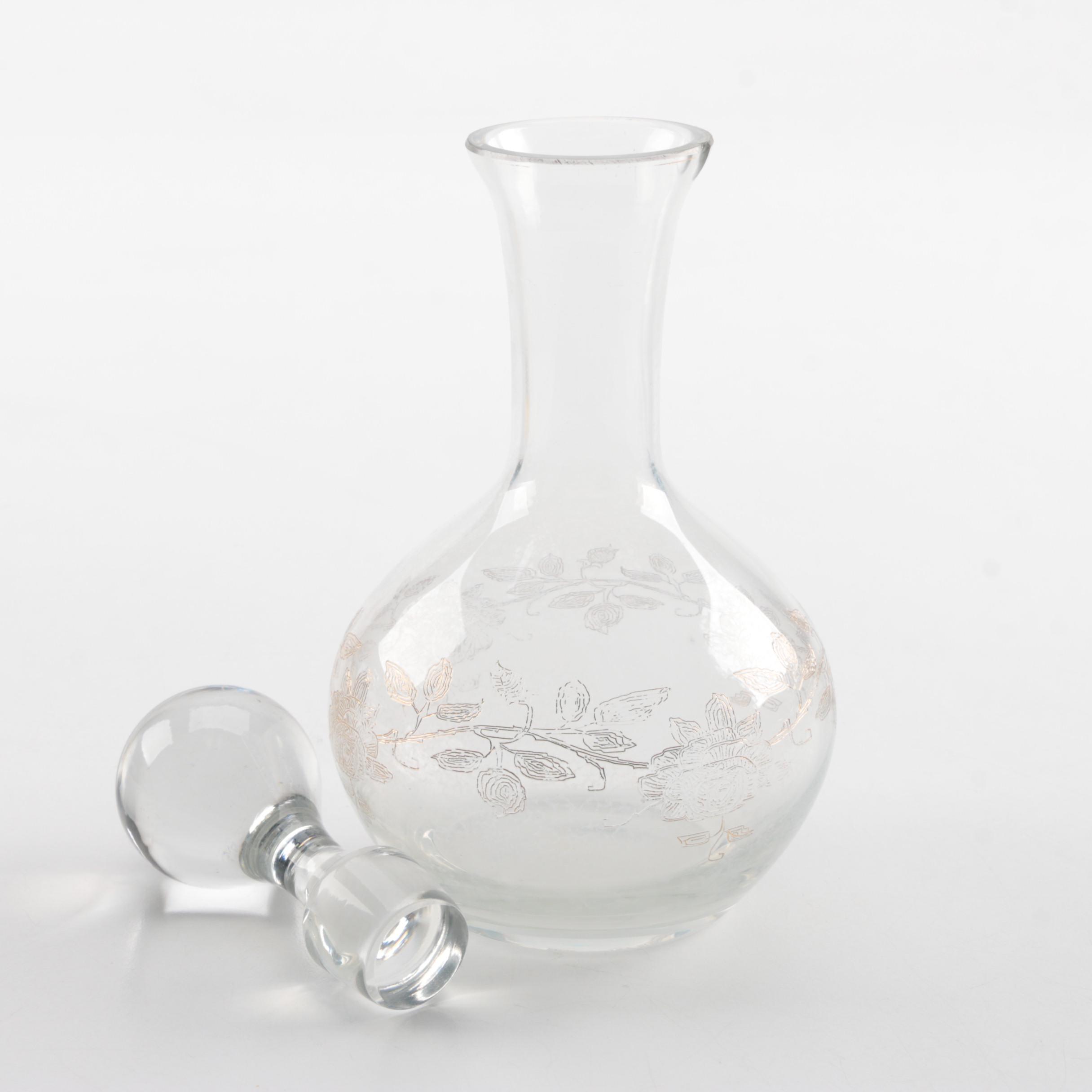 Glass Decanter and Stainless Knife Set