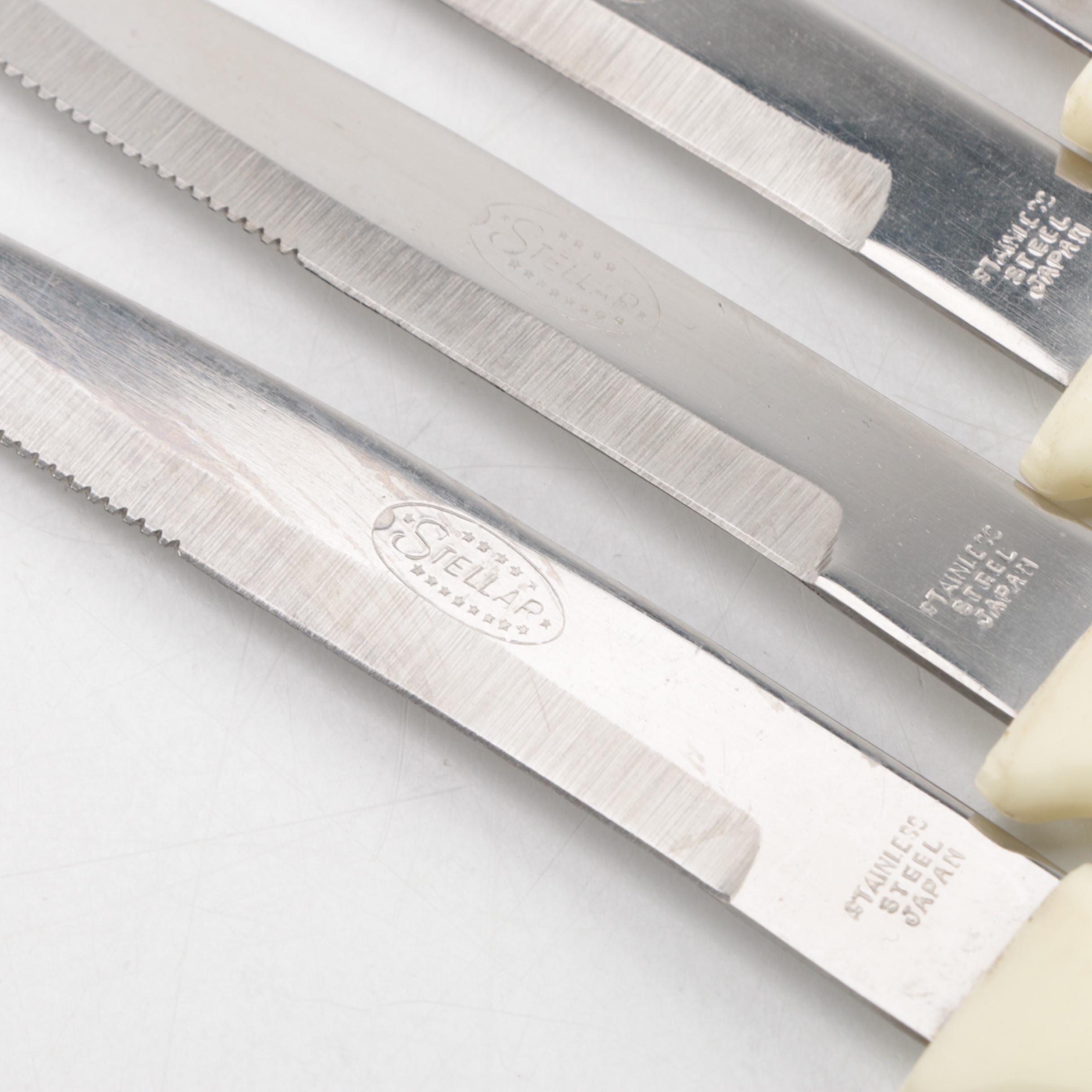 Glass Decanter and Stainless Knife Set