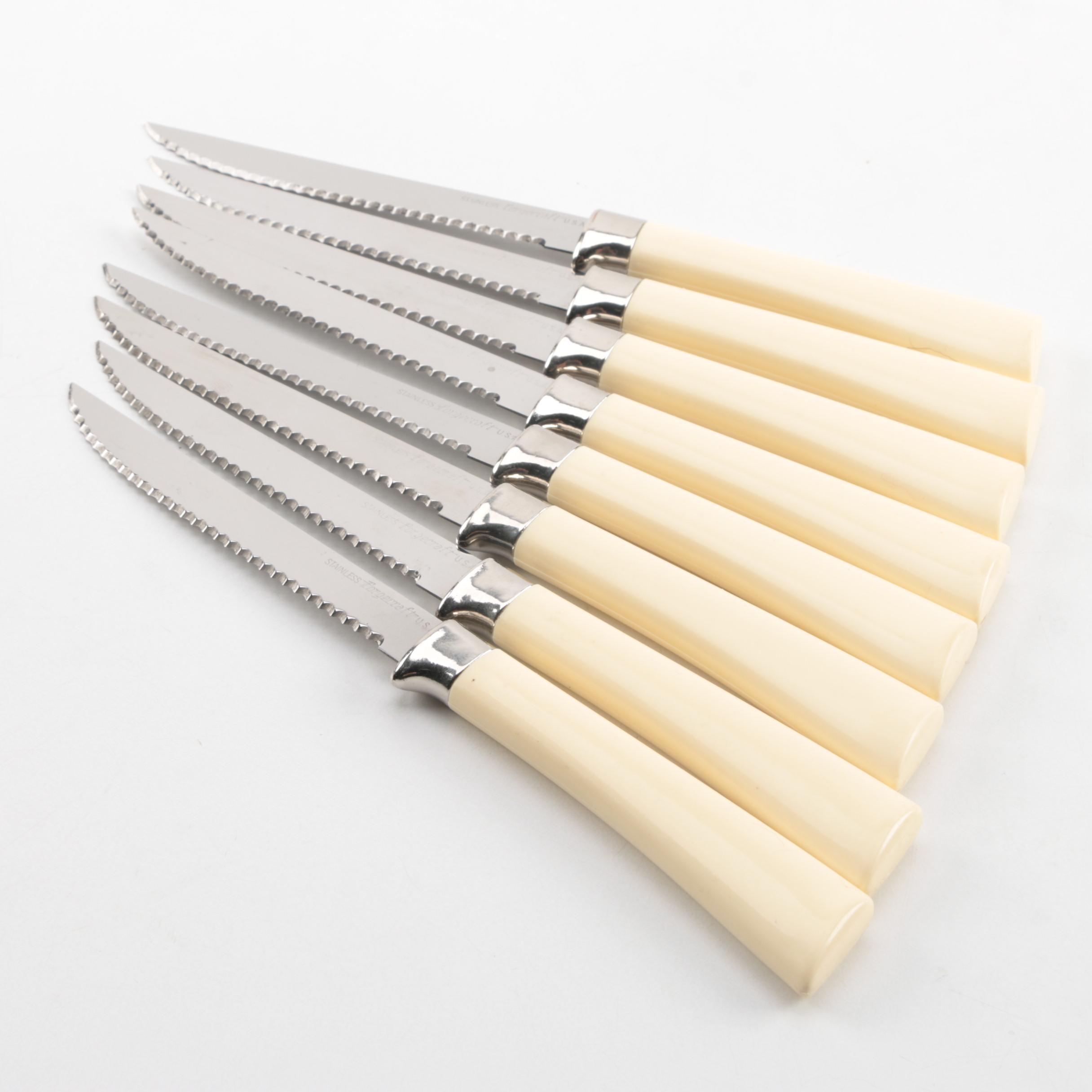 Glass Decanter and Stainless Knife Set