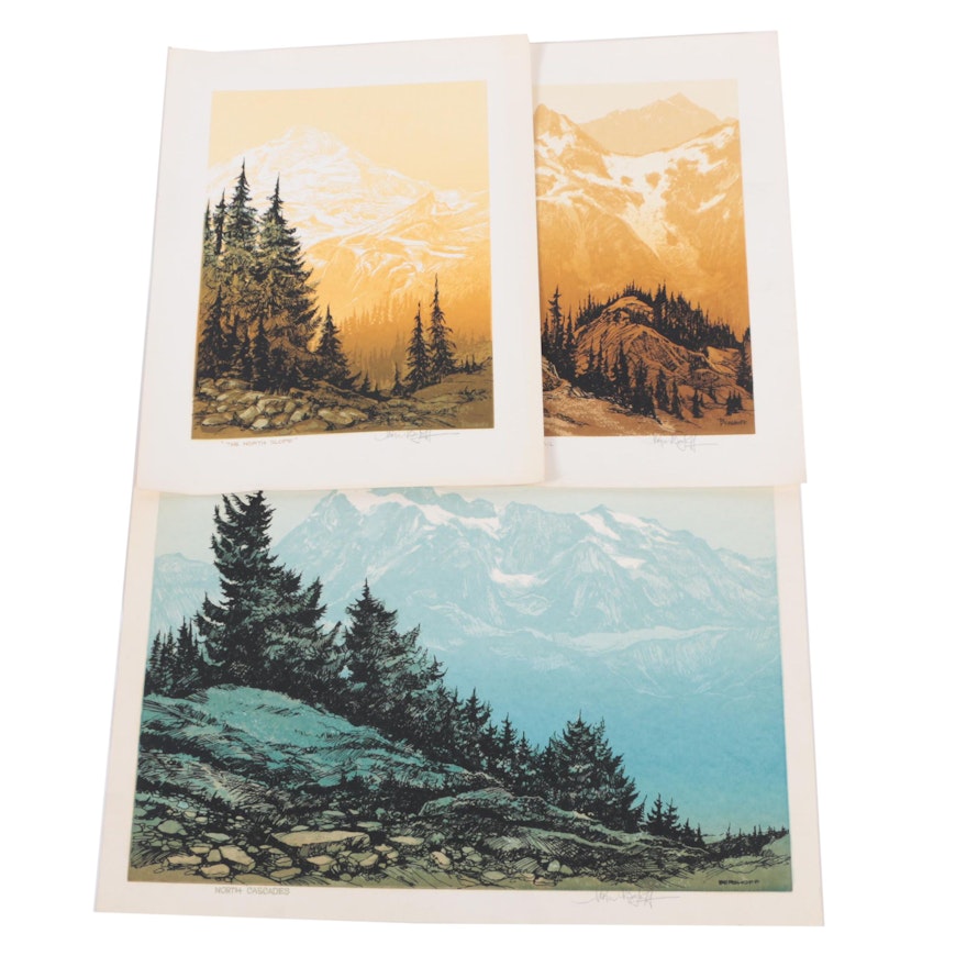 Roger Berghoff Serigraphs on Paper of Mountain Landscapes