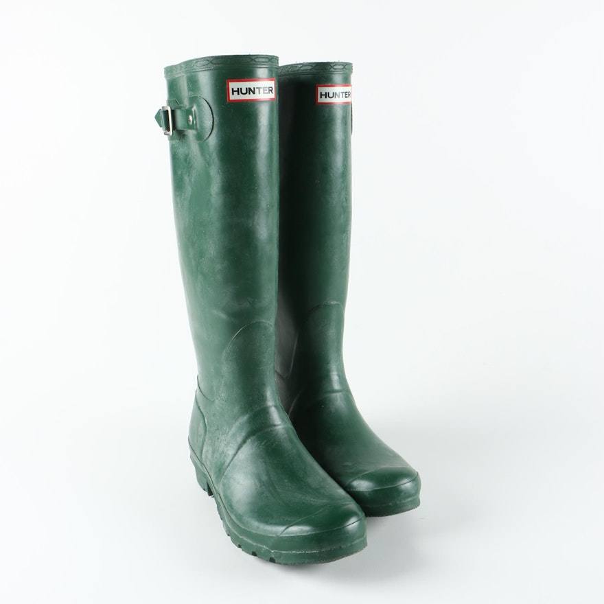 Hunter Green Rubber Rain Boots