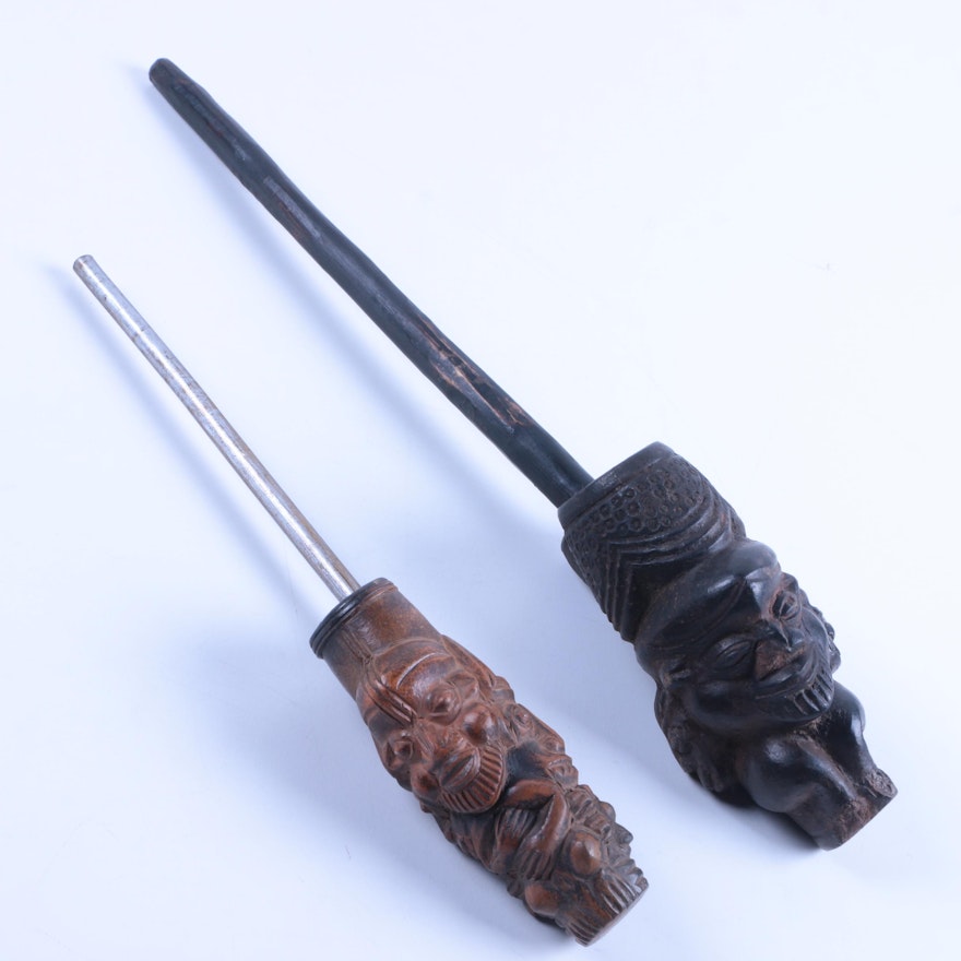 Pair of Hand-Carved Africa Tobacco Pipes