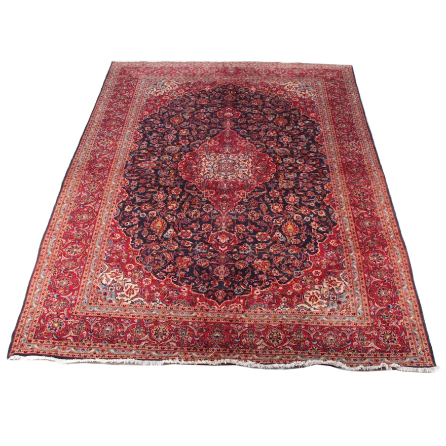 Large Hand-Knotted Persian Mashhad Area Rug