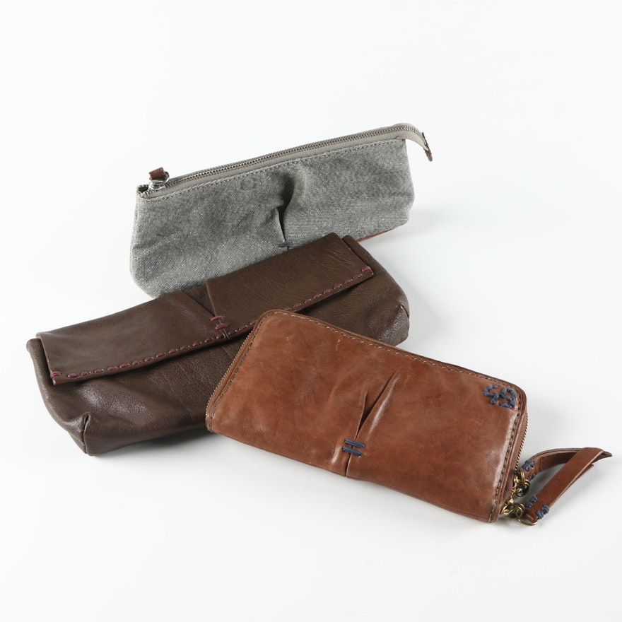 Rissetto Leather and Canvas Clutch Wallets