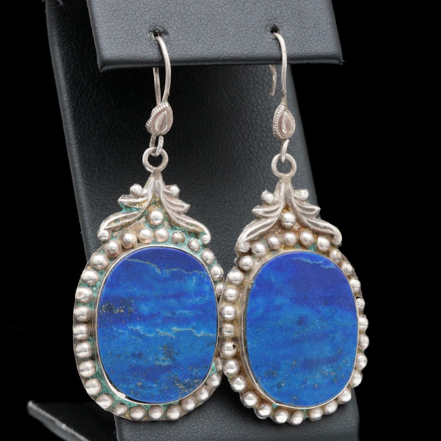 Sterling Silver and Lapis Lazuli Dangle Earrings