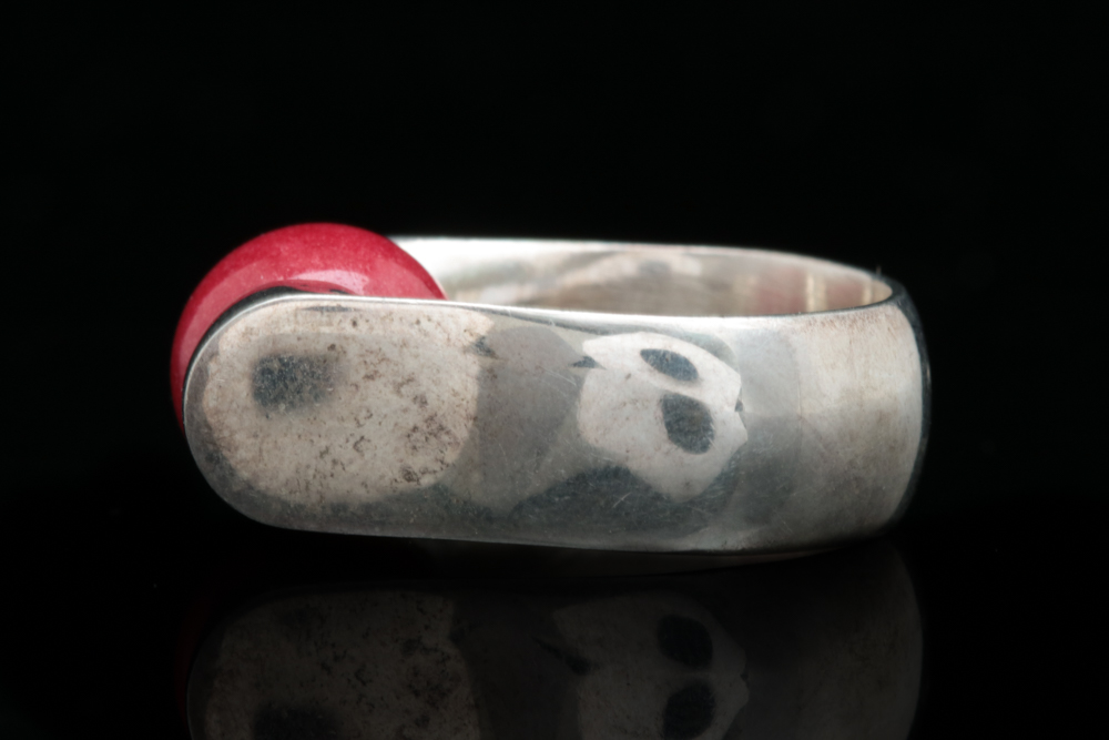Sterling Silver and Dyed Quartzite Spinning Bead Ring