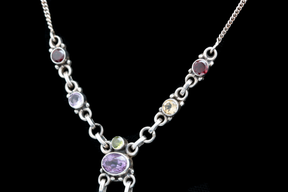 Sterling Silver and Multi-Gemstone Necklace