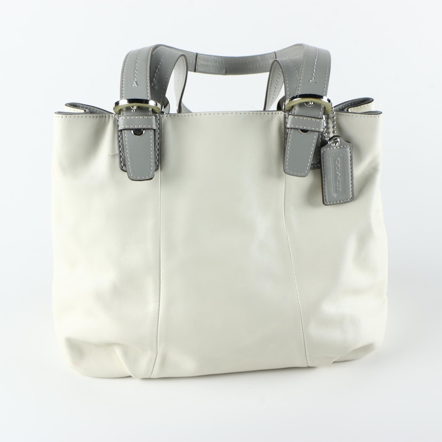 Coach Soho North South White Leather Tote