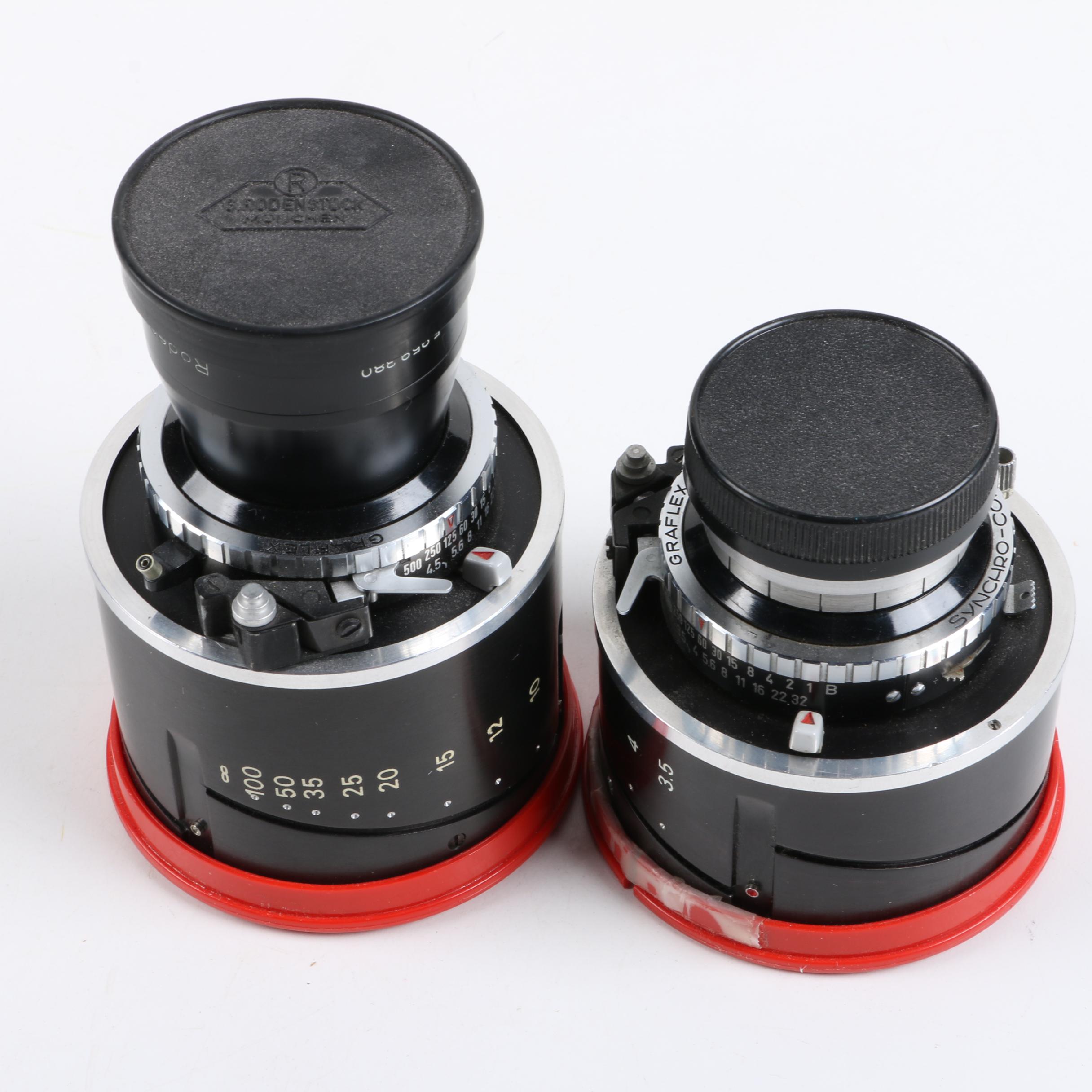 A Pair of Graflex Synchro-Compur Shutters with Carl Zeiss and Rodenstock Lenses