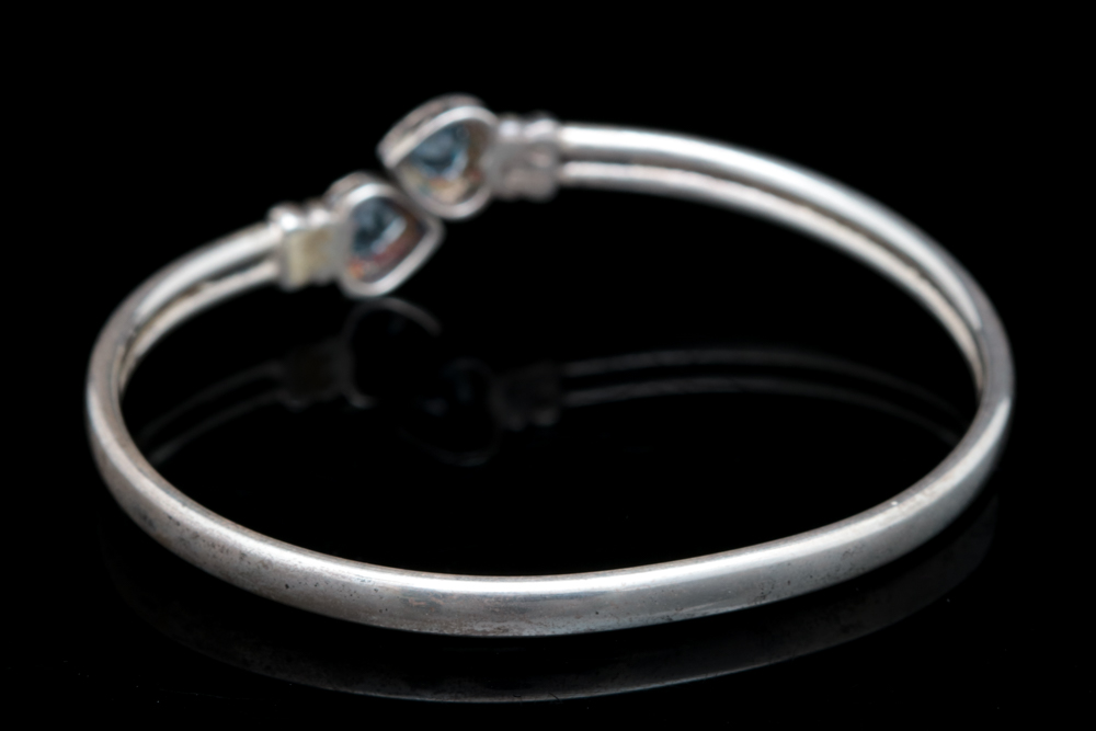 Sterling Silver and Blue Topaz Bangle Bracelet