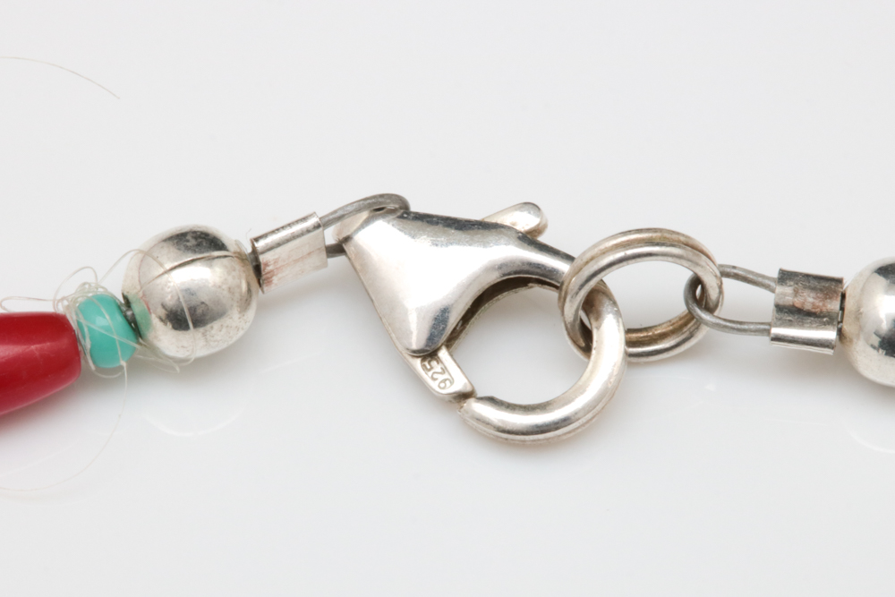 Sterling Silver, Turquoise Pendant with Resin Bead Neckalce