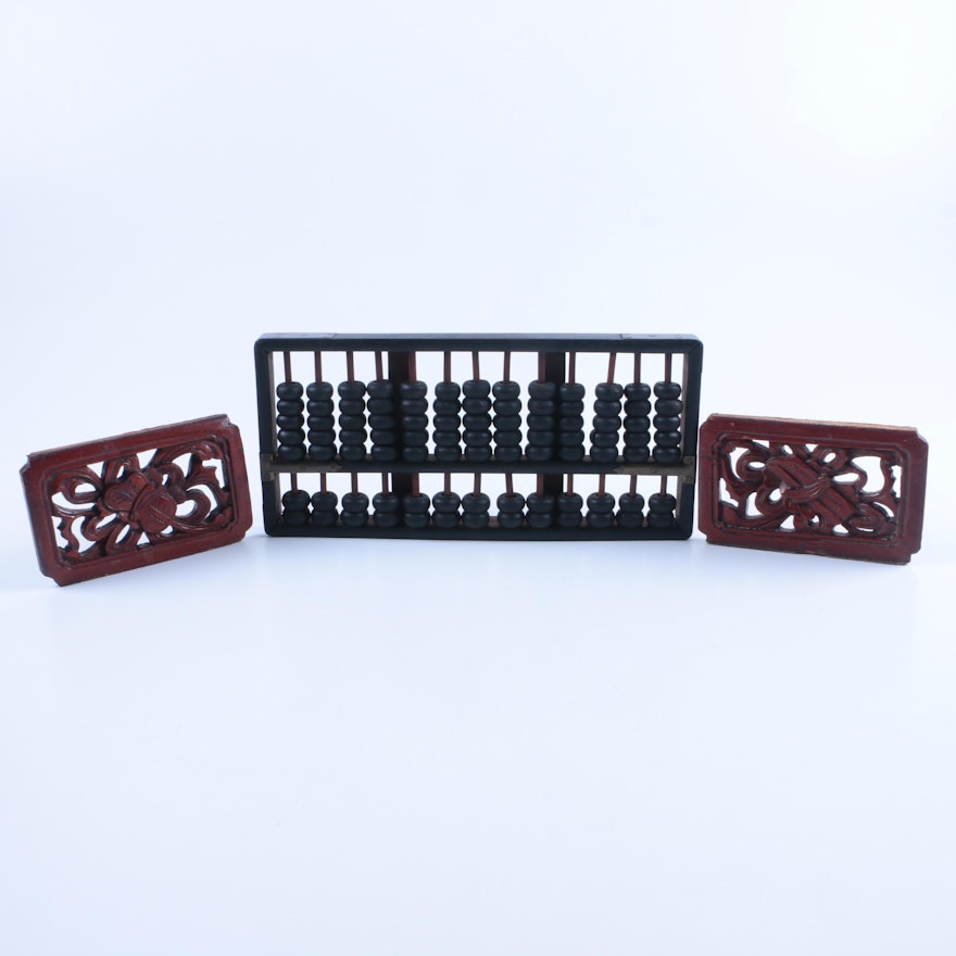 Chinese Abacus and Wood Carvings