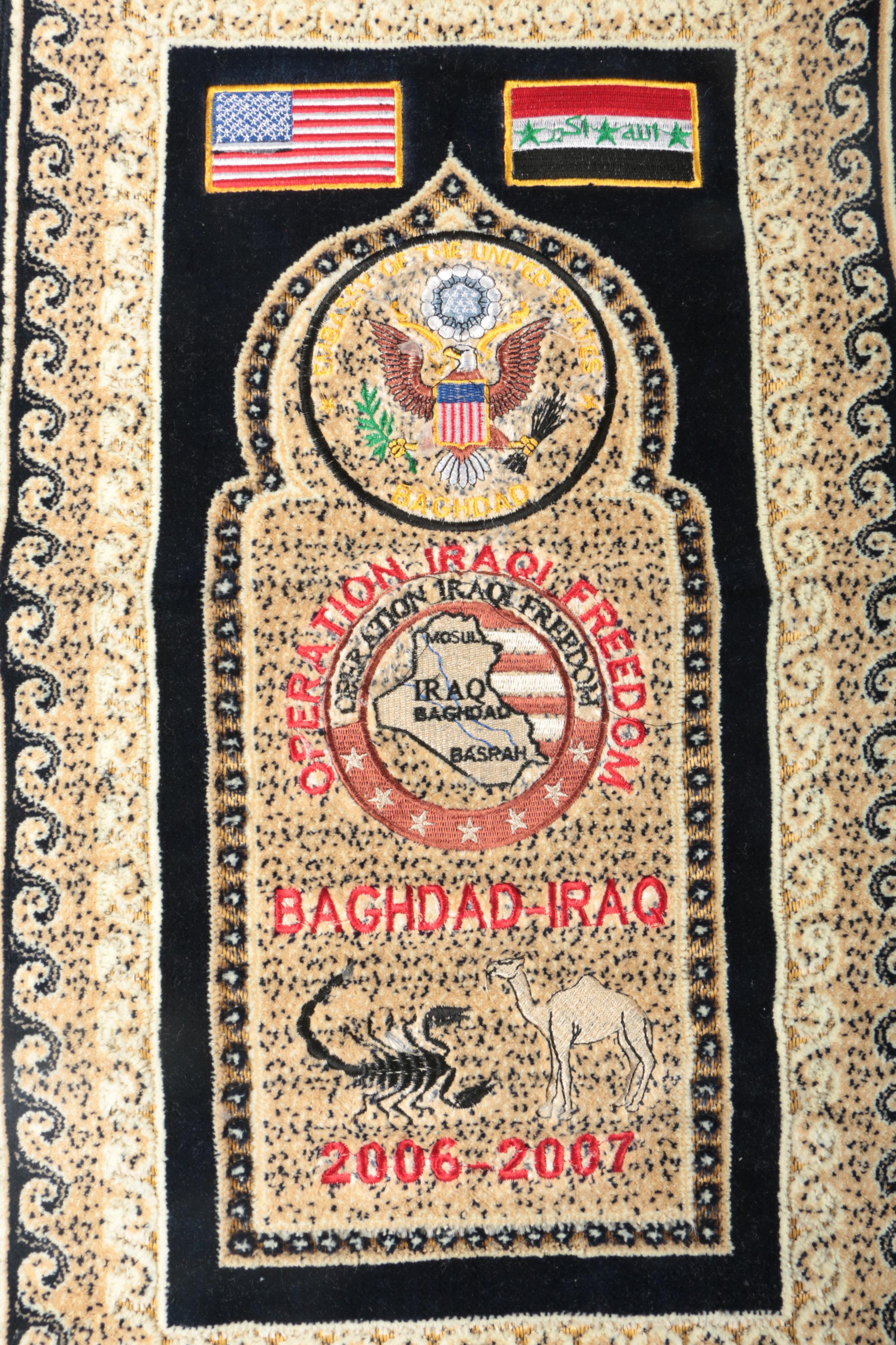 Power-Loomed and Embroidered Operation Iraqi Freedom Wall Hanging