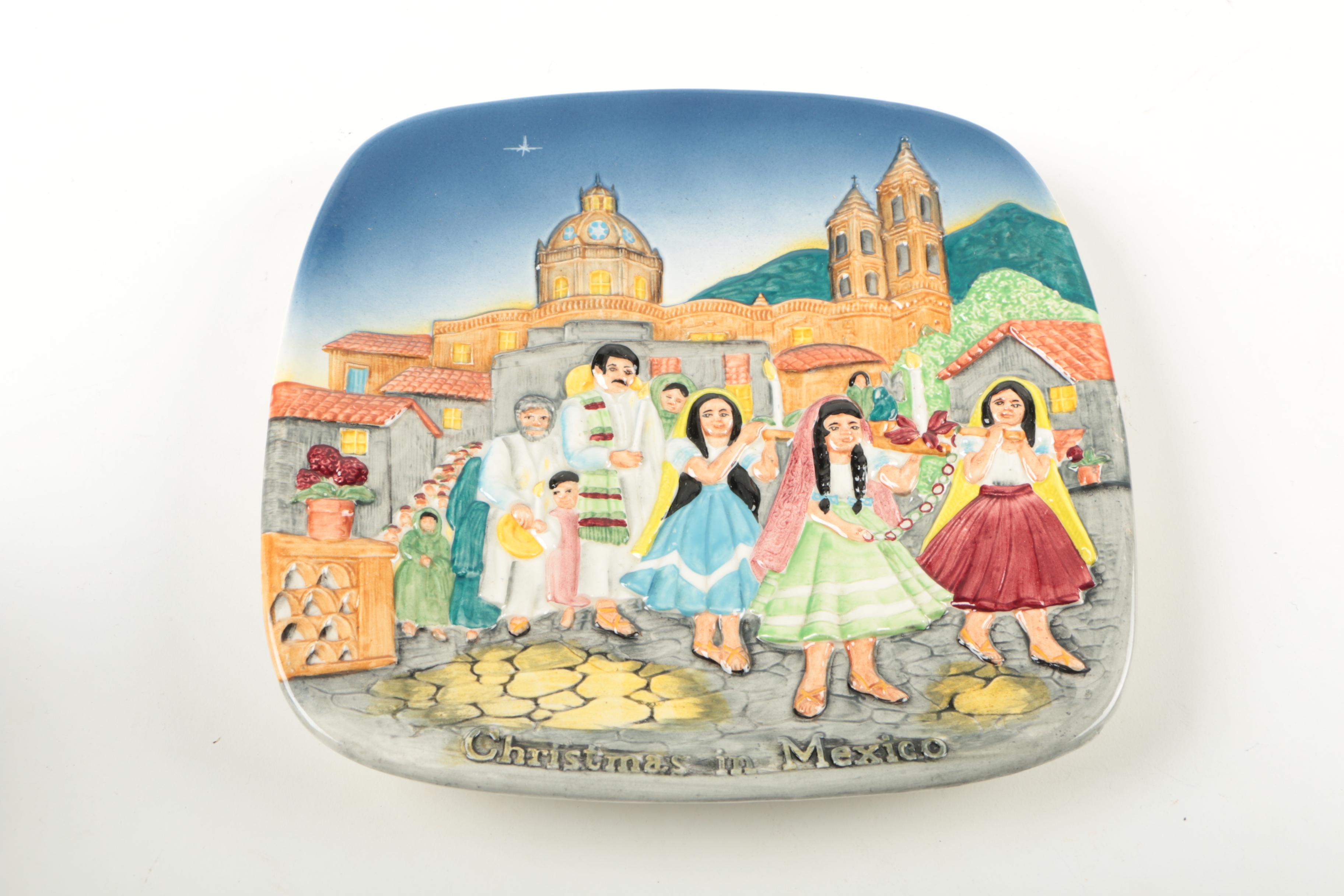 Royal Doulton "Christmas in Mexico" Plate with Mexican Nativity Figurines