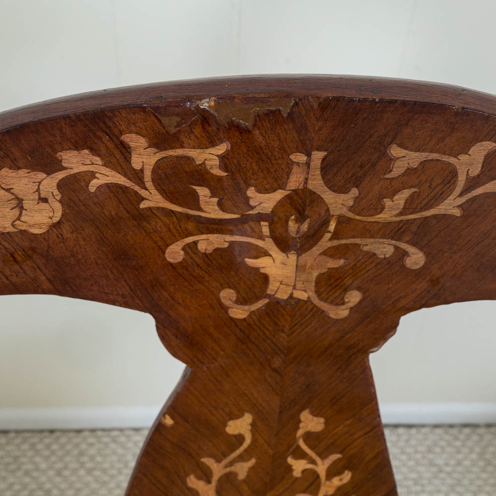 Six Antique Dutch Marquetry Dining Chairs