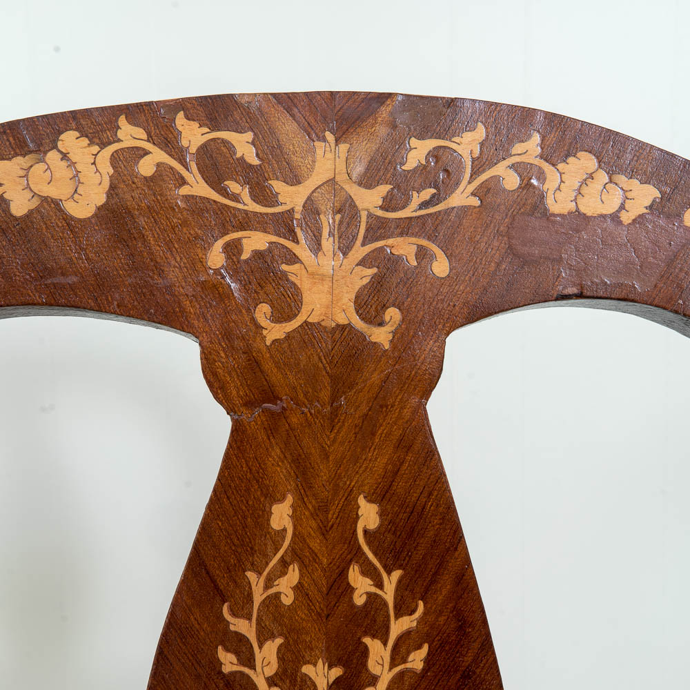 Six Antique Dutch Marquetry Dining Chairs
