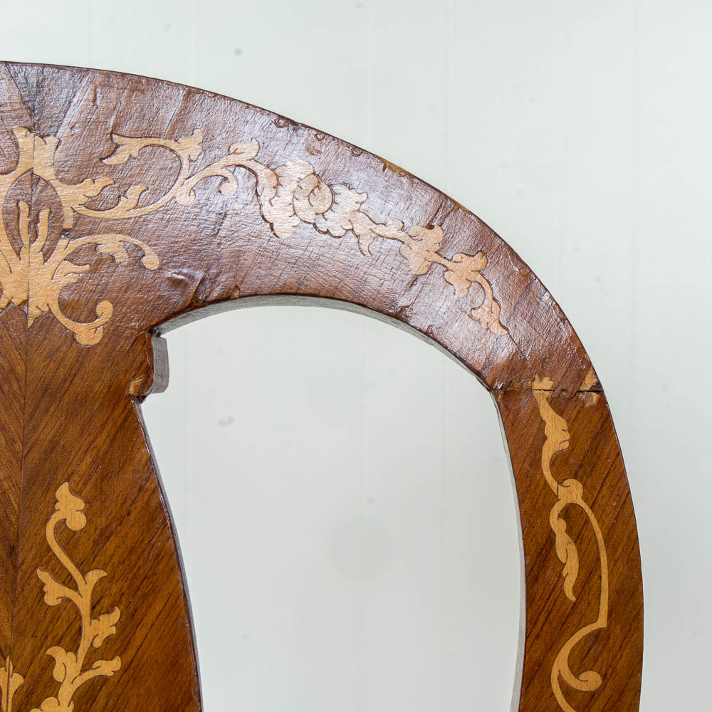 Six Antique Dutch Marquetry Dining Chairs