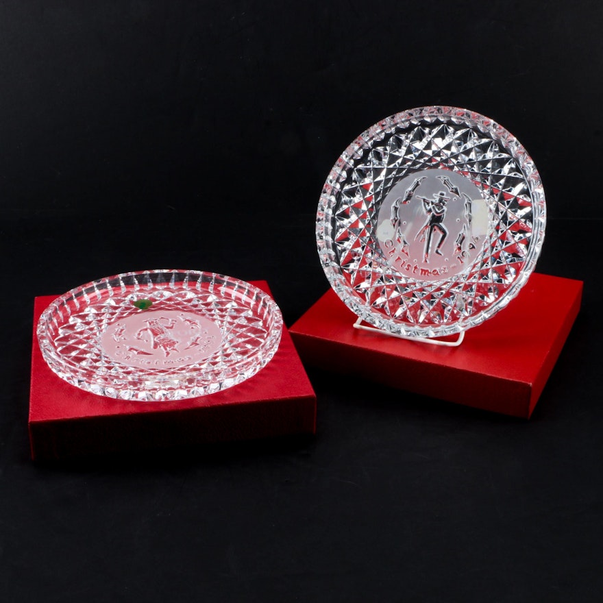 Waterford Crystal "Twelve Days of Christmas" Plates 1994 and 1995