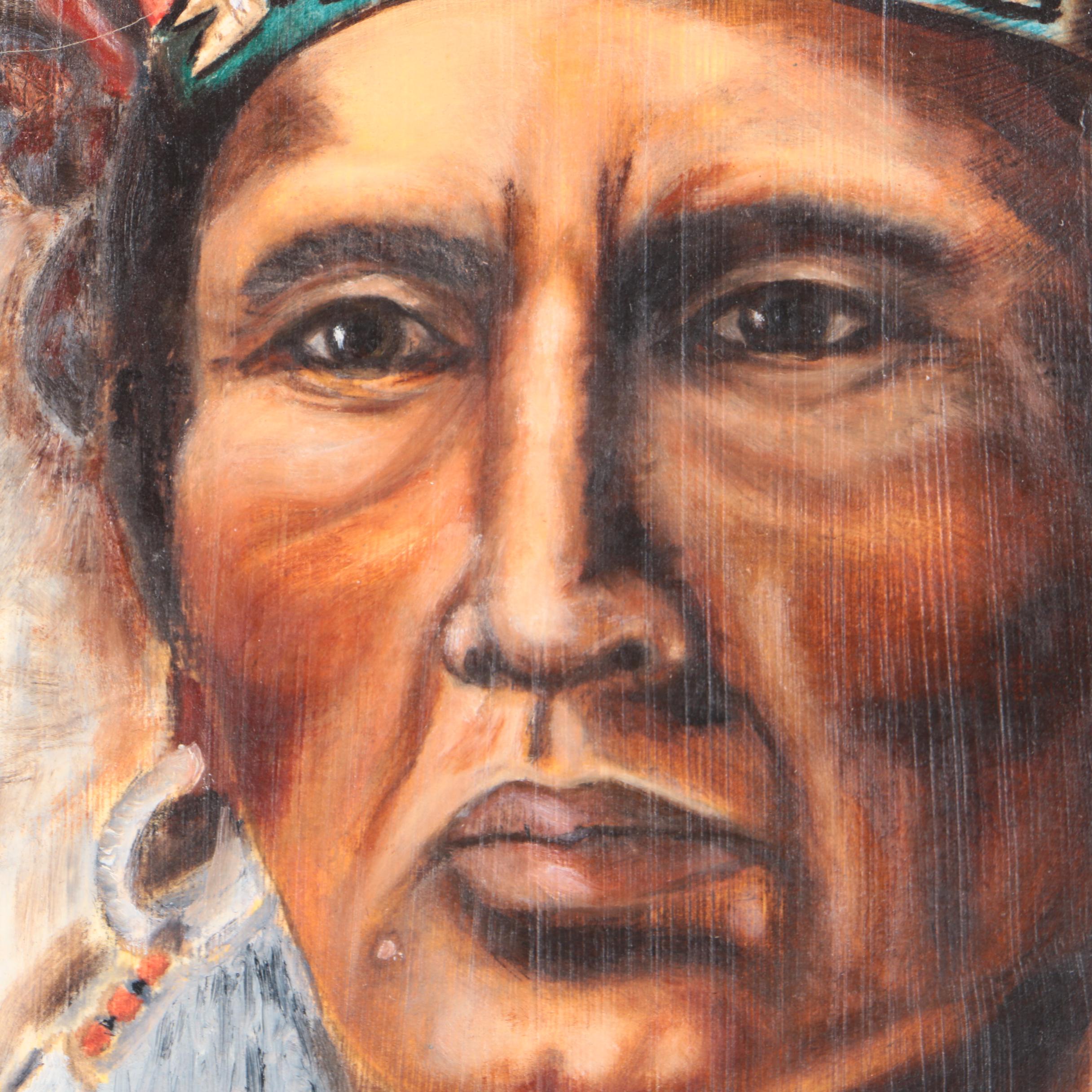 Melån Tenpenny Oil Painting of a Man in a Headdress