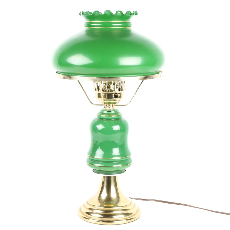 Green Glass Hurricane Lamp