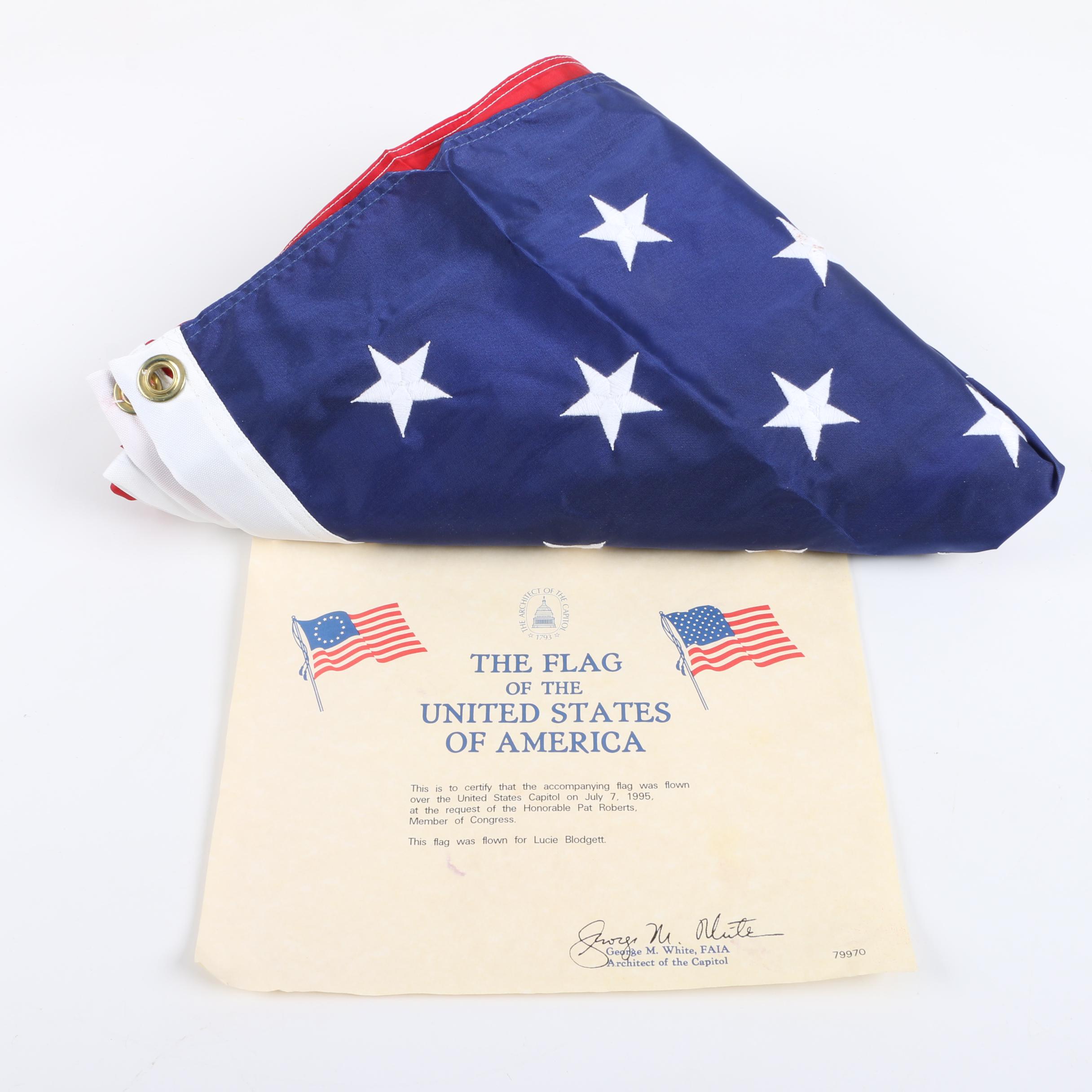 Flag of the United States of America Flown Over the U.S. Capitol