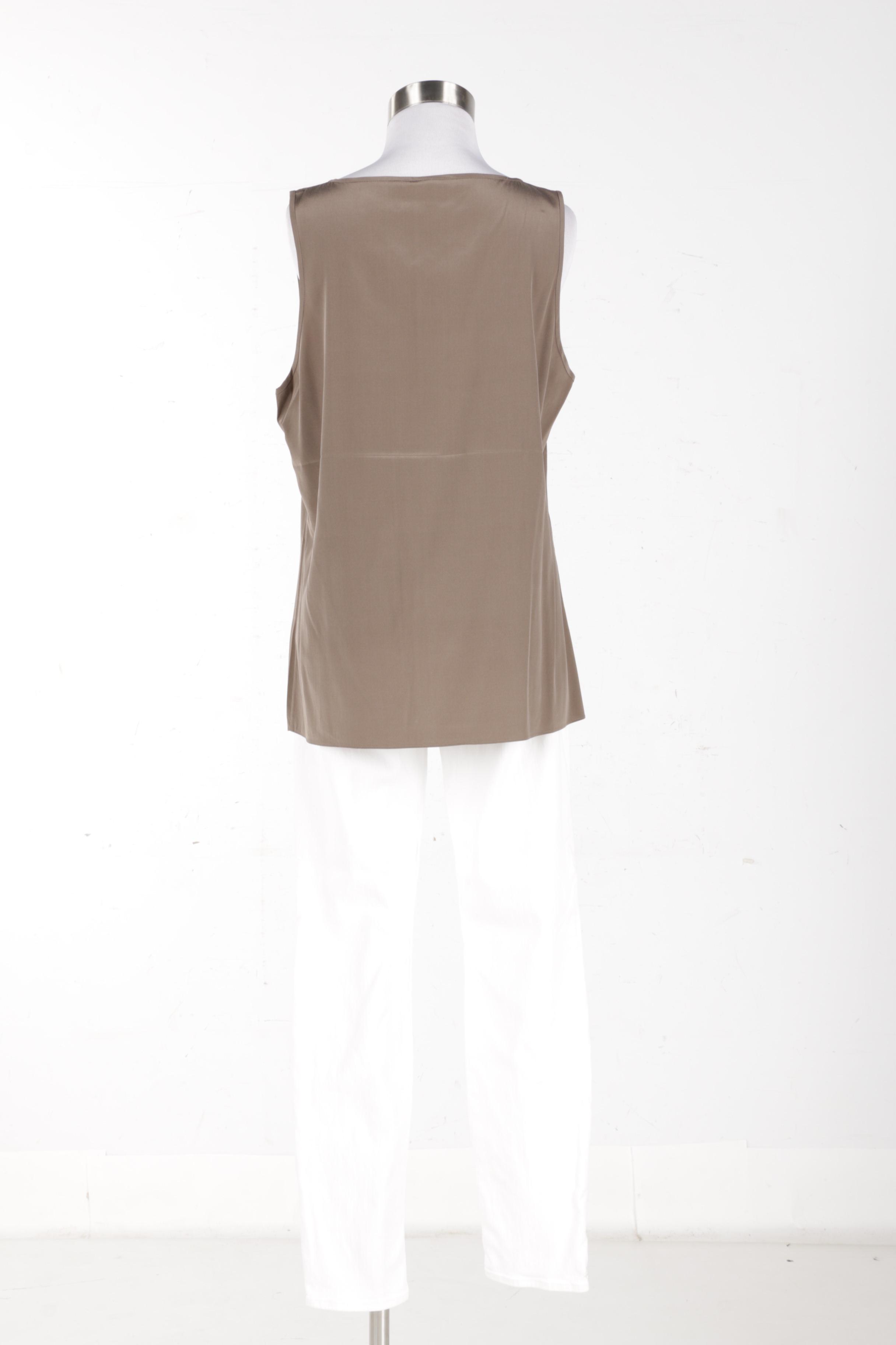 J Brand 811 Jeans and Saks Fifth Avenue Silk Tank Top