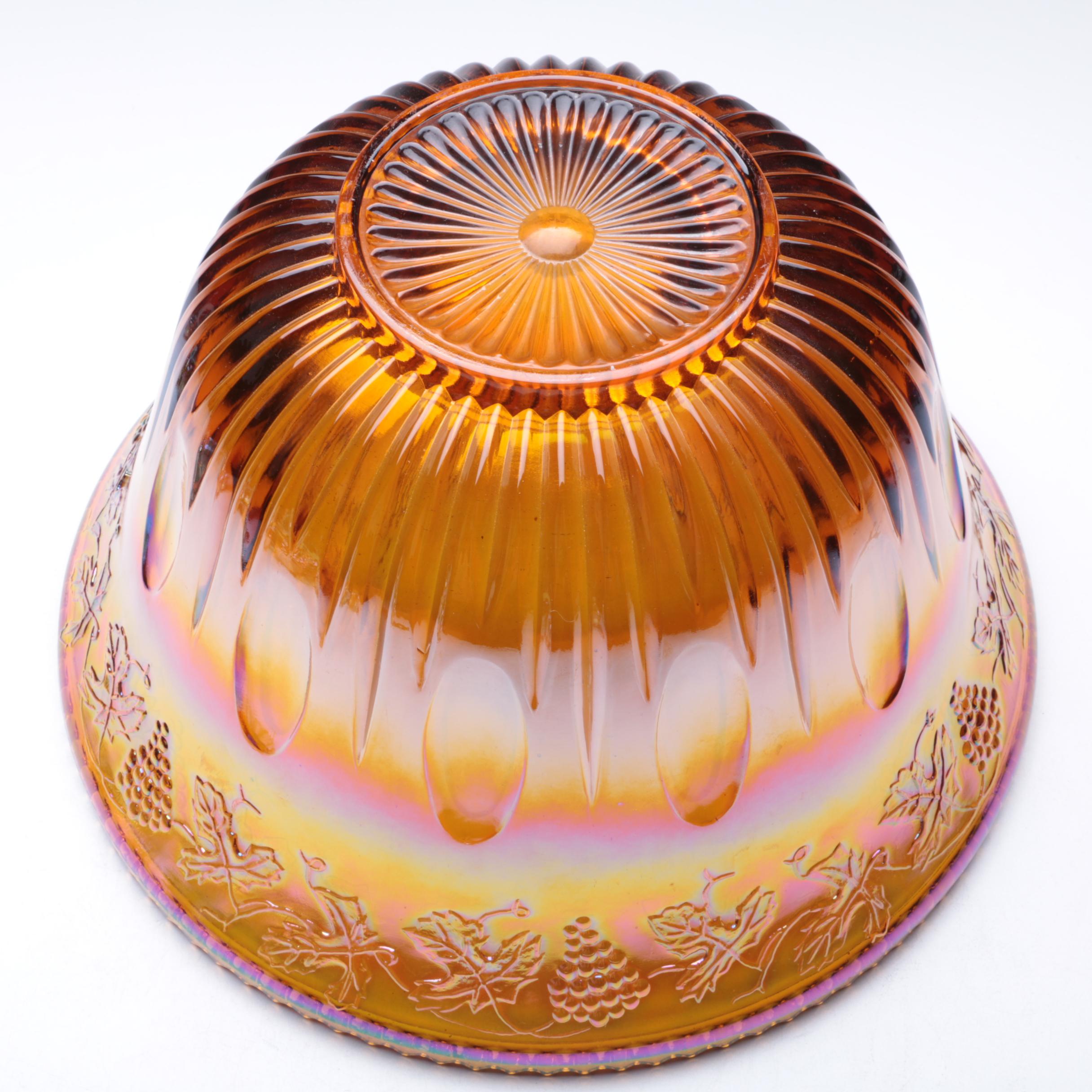 Indiana Glass "Princess Amber Carnival" Punch Bowl Set, Circa 1970-1990