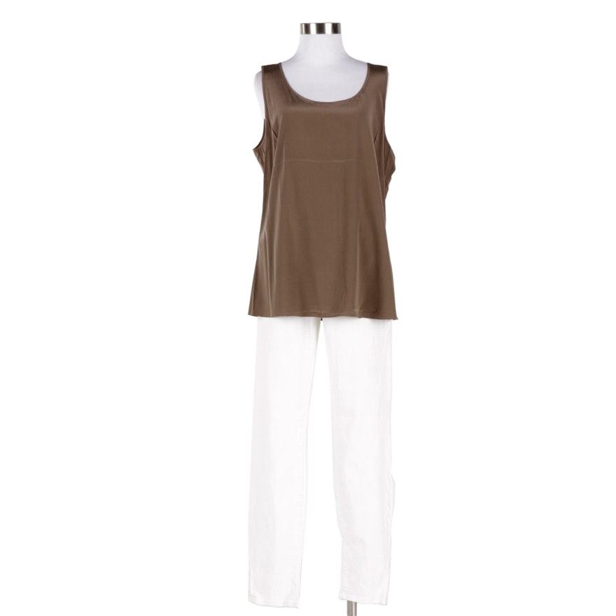 J Brand 811 Jeans and Saks Fifth Avenue Silk Tank Top