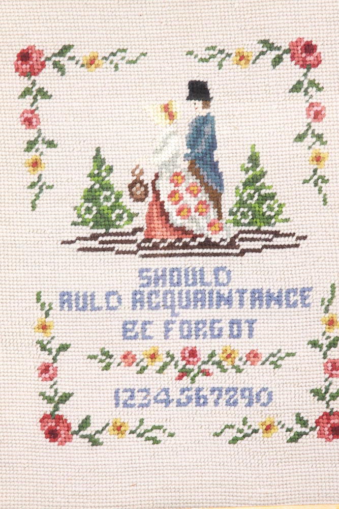 Mabel Cope Needlepoint Sampler "Should Auld Acquaintance Be Forgot"