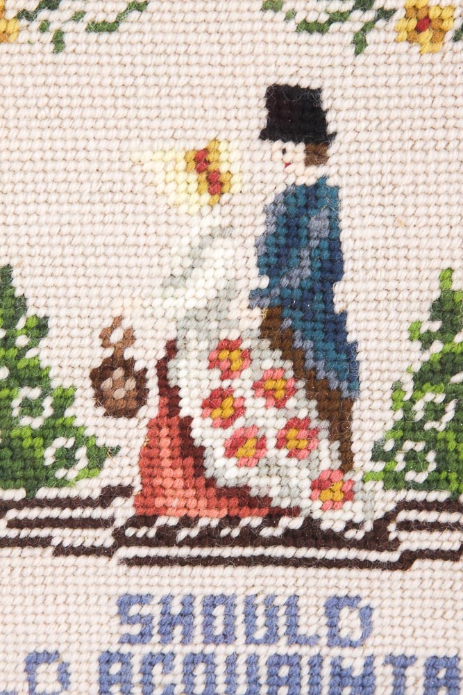 Mabel Cope Needlepoint Sampler "Should Auld Acquaintance Be Forgot"