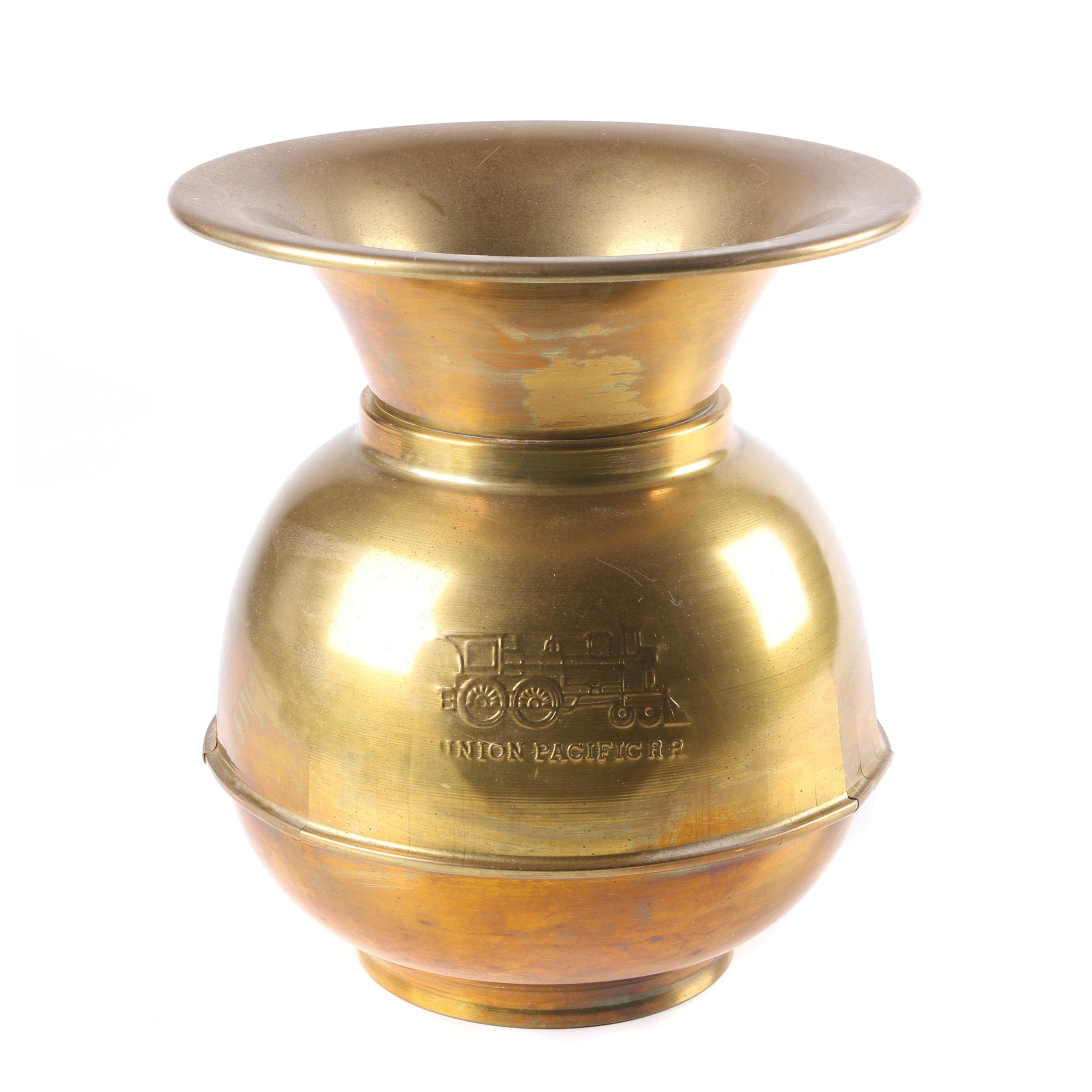 Union Pacific Railroad Brass Spittoon
