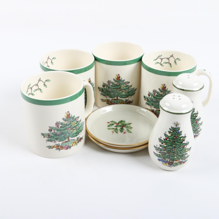 Lenox "Holiday" Plates and Spode "Christmas Tree" Mugs