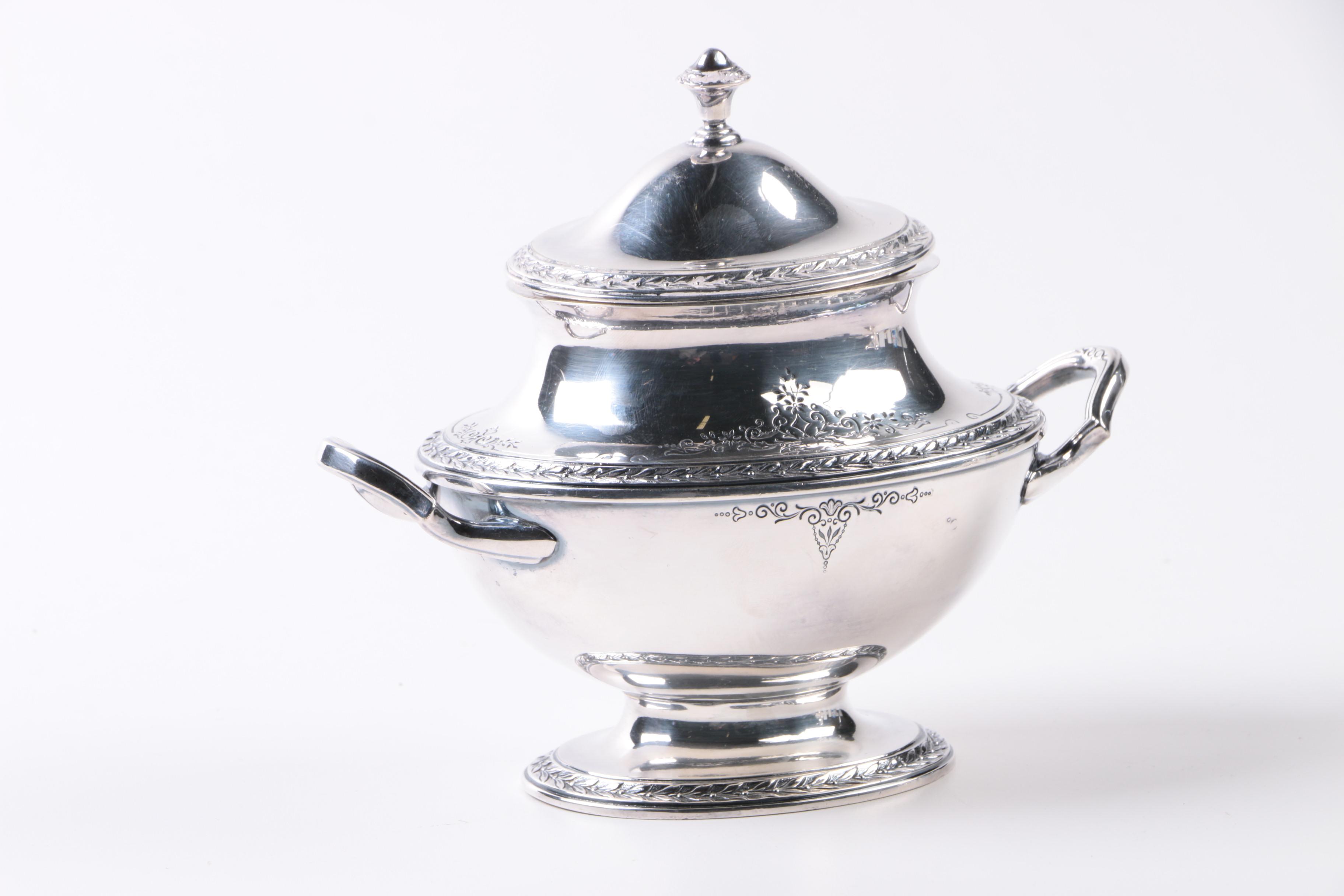 1847 Rogers Bros. "Argosy" Silver Plate Footed Creamer and Sugar Bowl