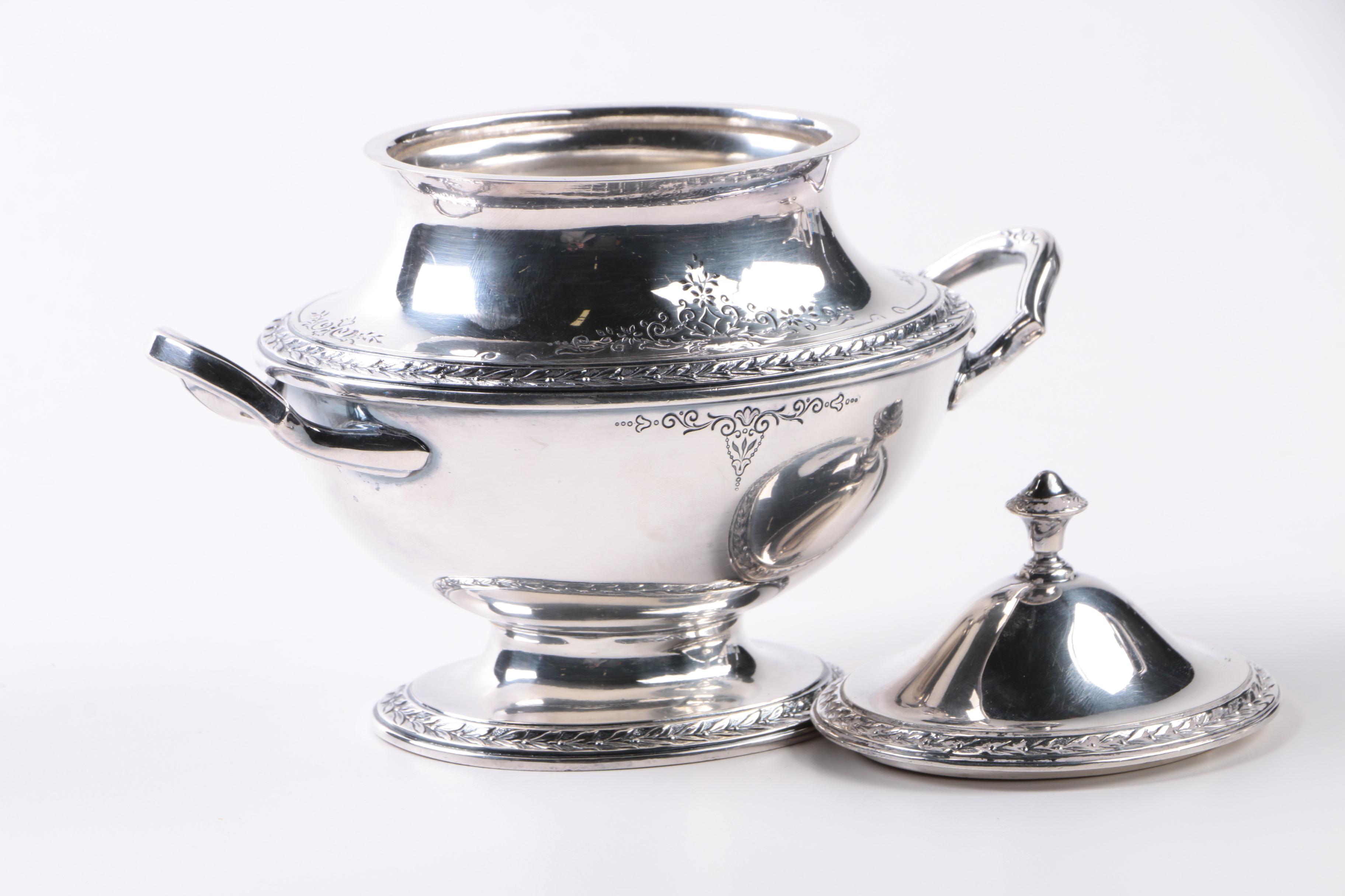 1847 Rogers Bros. "Argosy" Silver Plate Footed Creamer and Sugar Bowl