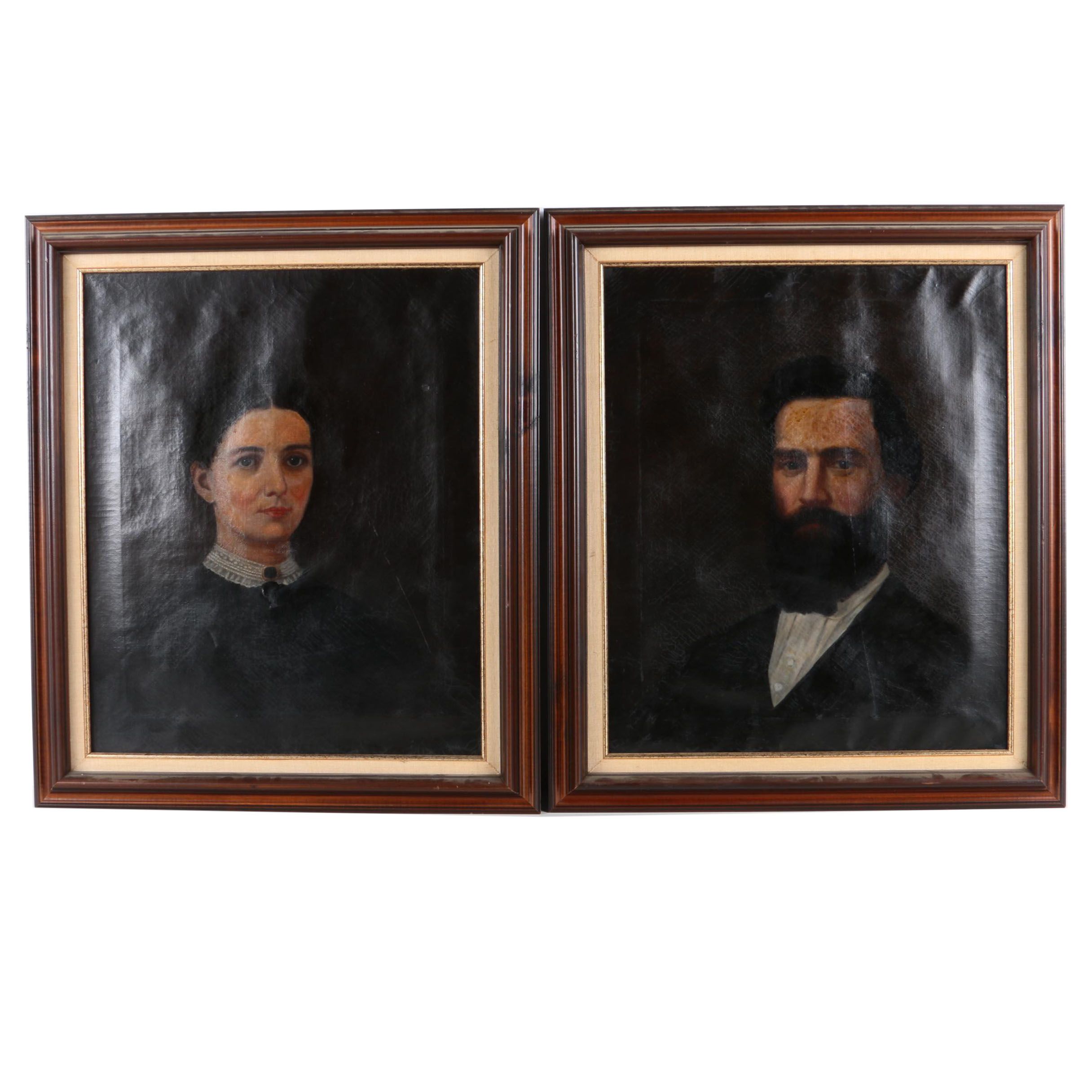 Roberts 1870 Oil Paintings on Canvas Paired Portraits