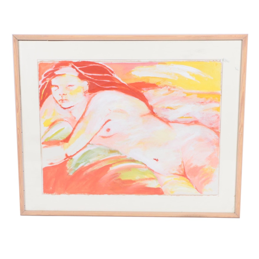 MacDonald Acrylic Painting on Paper of a Female Nude
