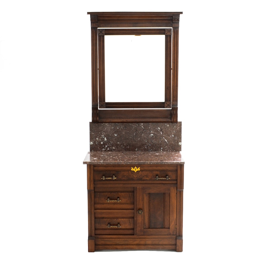 Antique Marble Top Washstand with Mirror