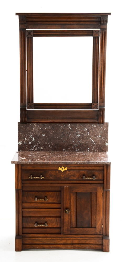 Antique Marble Top Washstand with Mirror